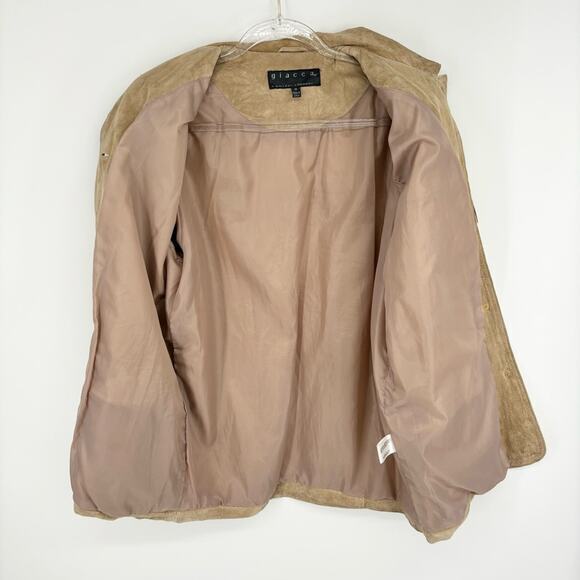 Vintage Western Leather Jacket Velvet Fringe Size Medium Bohemian Giacca - Picture 9 of 14